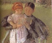 Mary Cassatt Betweenmaid reading for little girl Sweden oil painting reproduction